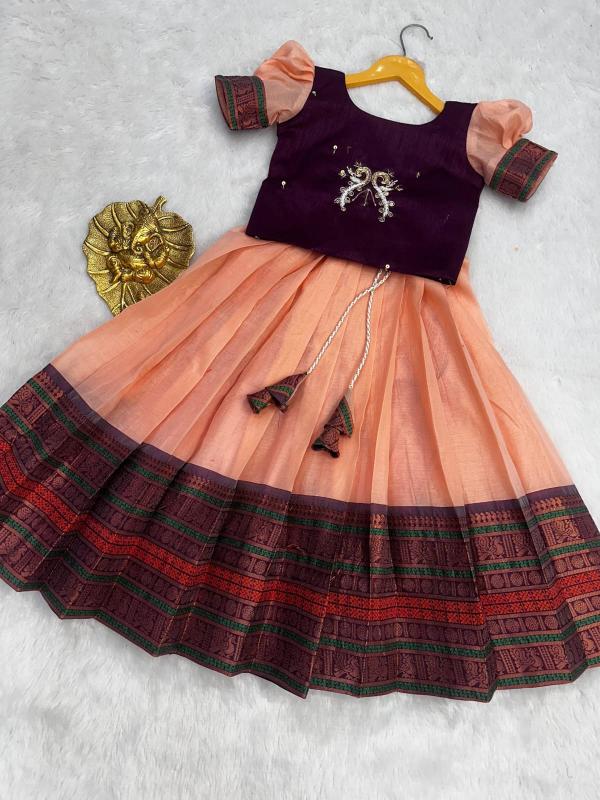 SUMMER kids lehenga cottan silk Pink Children clothing supplier in Pune
